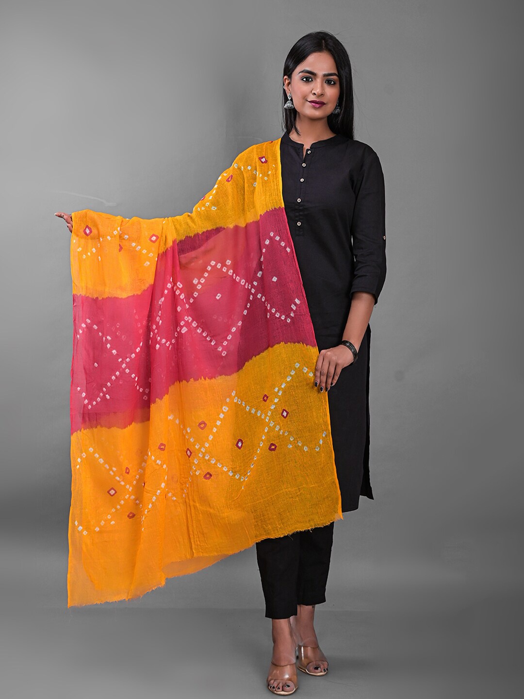 

Apratim Printed Bandhani Cotton Dupatta, Yellow