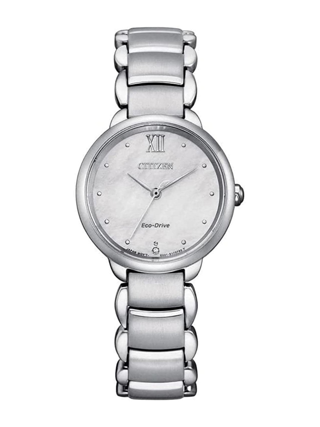 

Citizen Women Embellished Dial & Stainless Steel Bracelet Style Straps Analogue Watch EM0920-86D, Silver