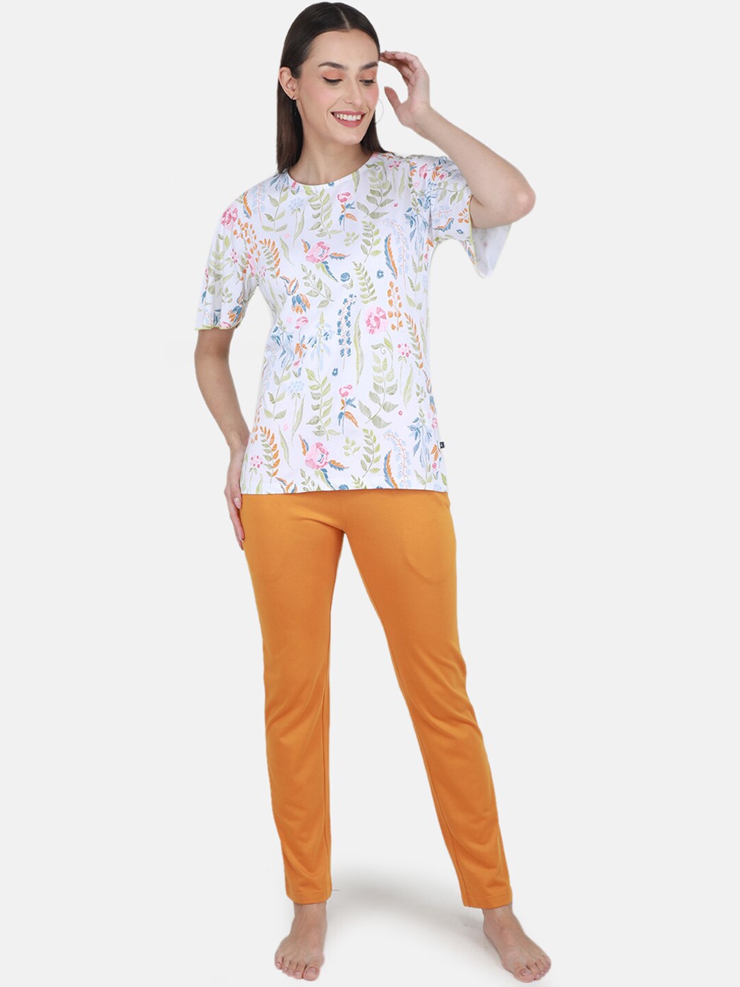 

Monte Carlo Floral Printed Night Suit, White