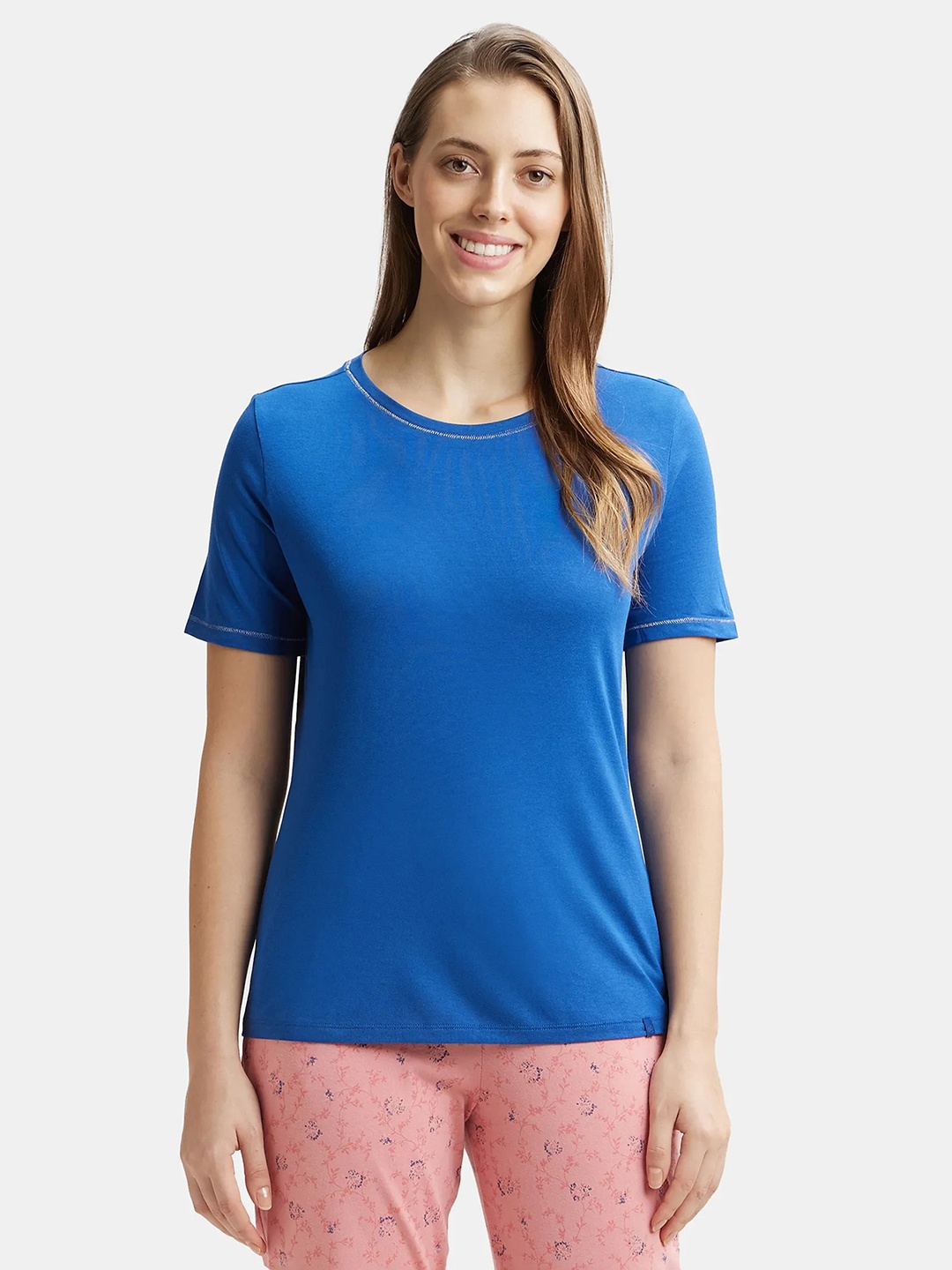 

Jockey Micro Modal Cotton Relaxed Fit T-shirt-RX71, Blue