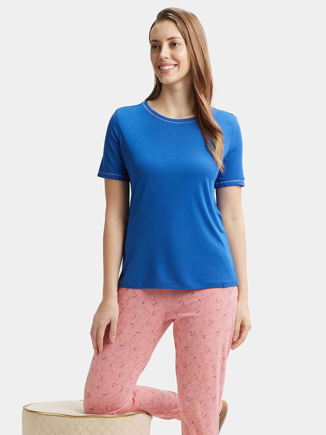 

Jockey Micro Modal Cotton Relaxed Fit T-shirt-RX71, Blue