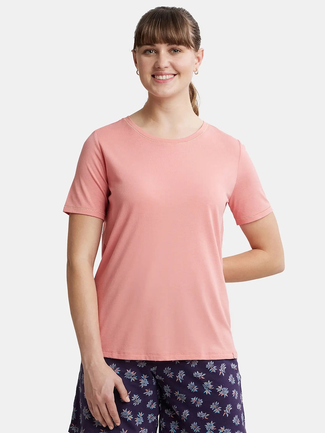 

Jockey Micro Modal Cotton Relaxed Fit T-shirt-RX71, Peach