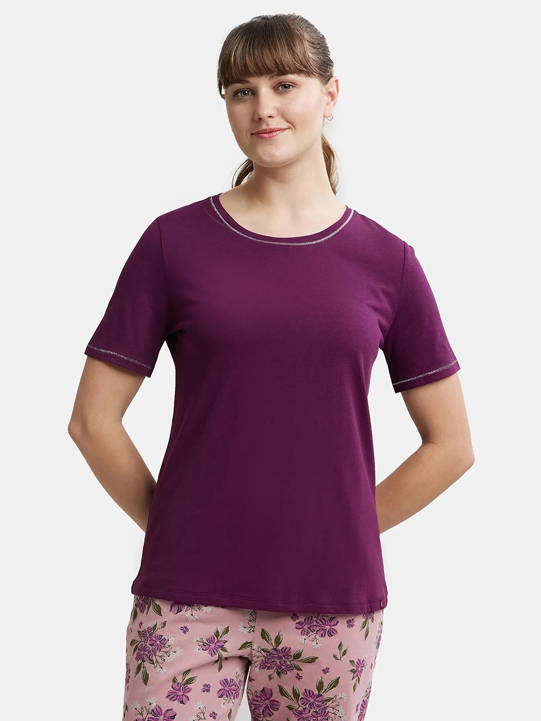 

Jockey Micro Modal Cotton Relaxed Fit T-shirt-RX71, Purple