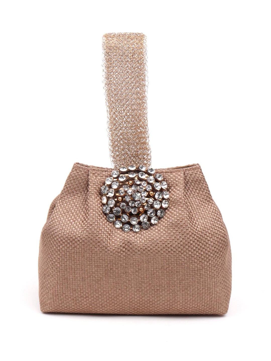 

ODETTE Brown & Gold-Toned Embellished Purse Clutch