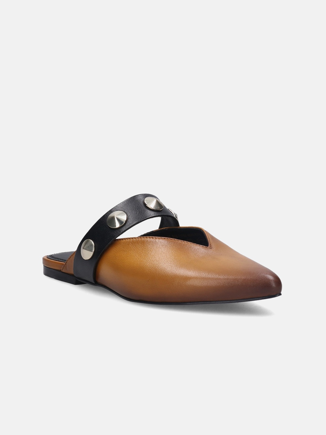 

BAGATT Tabea Textured Studded Leather Mules, Brown
