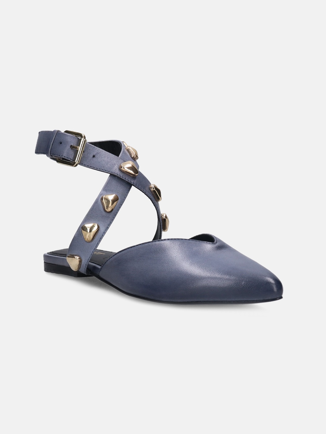 

BAGATT Tabea Studded Ankle Looped Leather Mules, Blue
