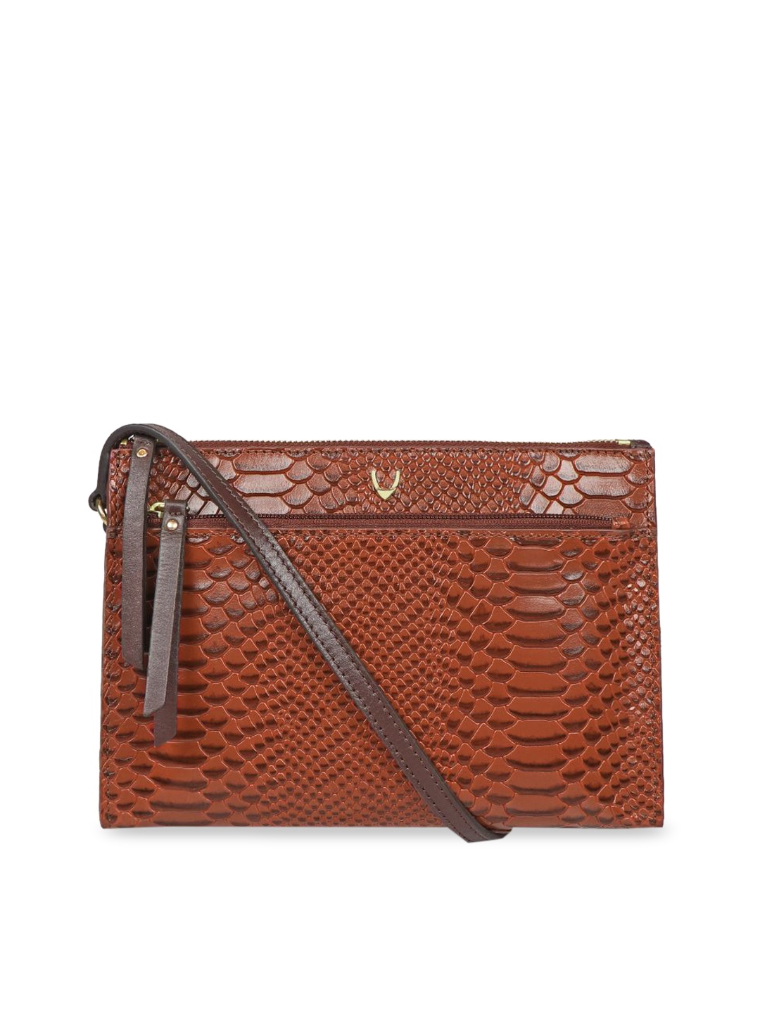 

Hidesign Animal Textured Leather Structured Sling Bag, Tan