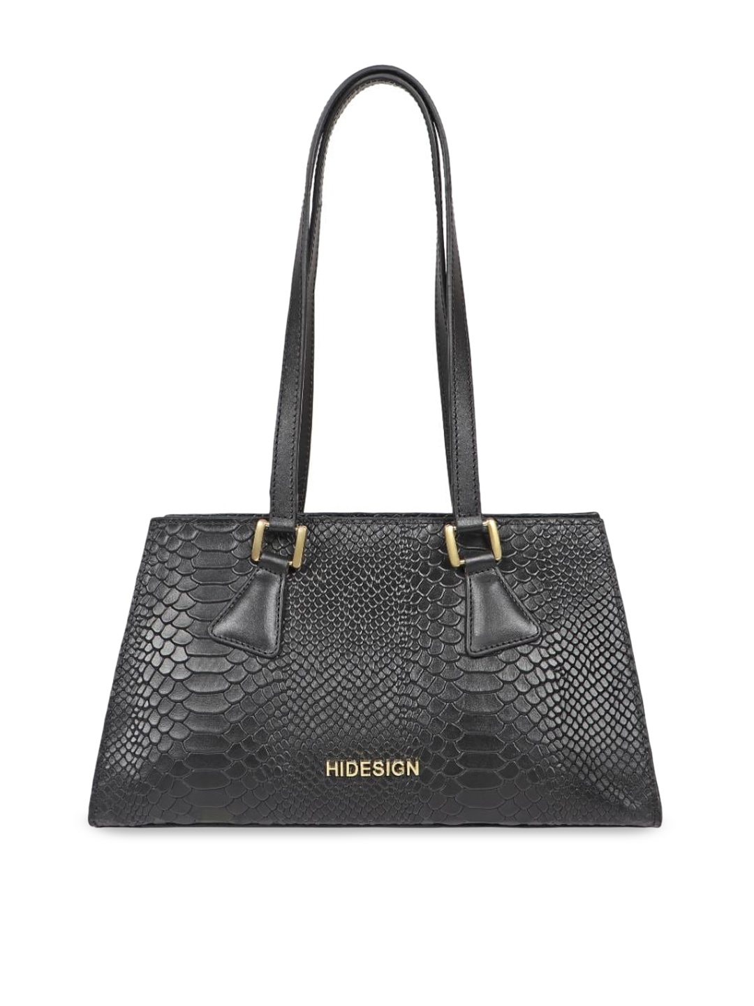 

Hidesign Women Animal Textured Leather Shopper Handheld Bag, Black