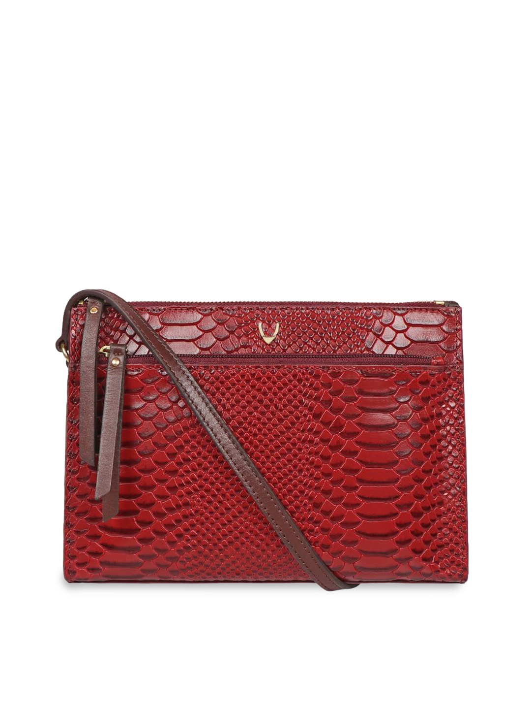 

Hidesign Women Animal Textured Leather Swagger Sling Bag, Red