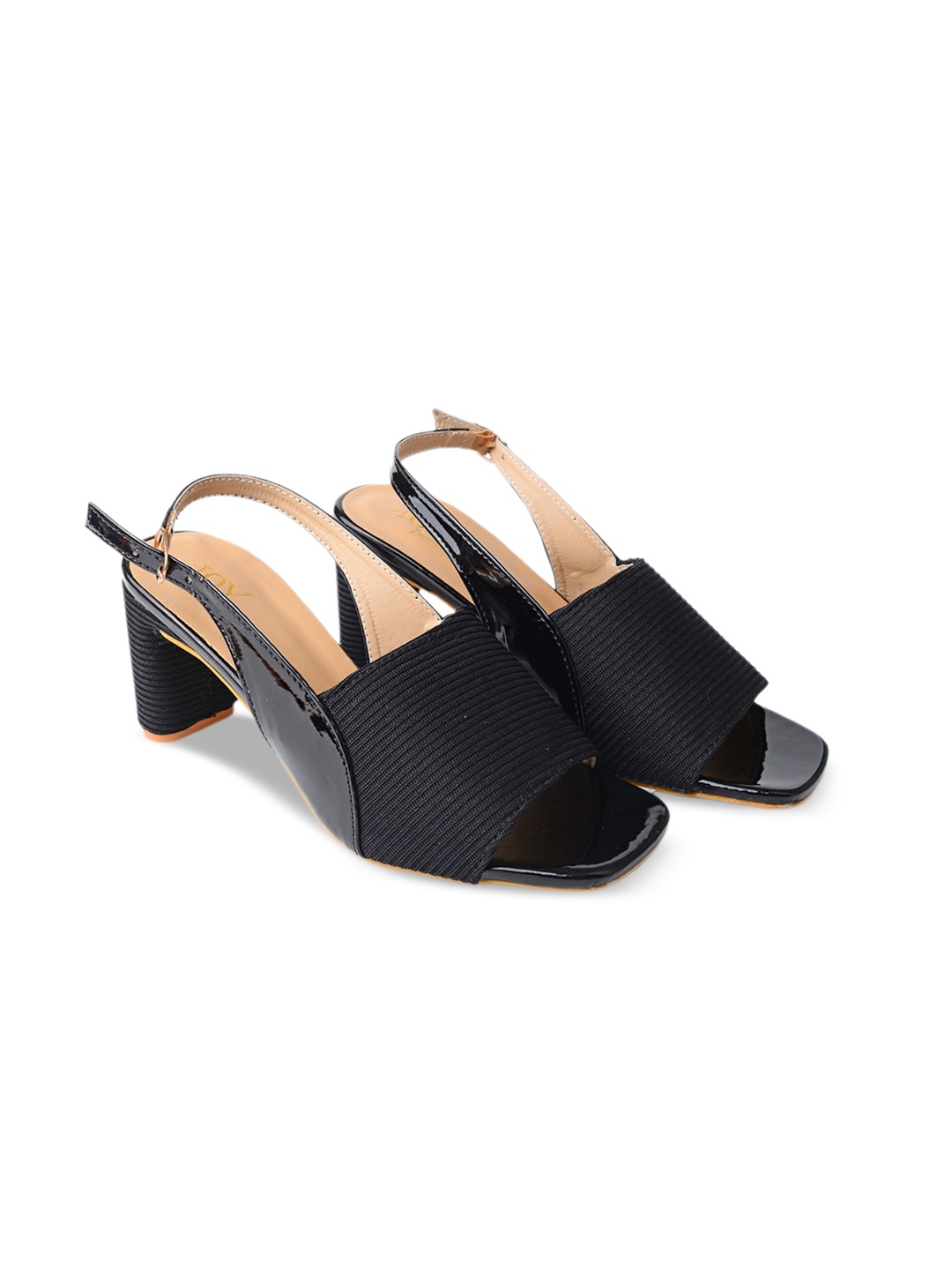

Joytouch Open Toe Block Heels With Backstrap, Black