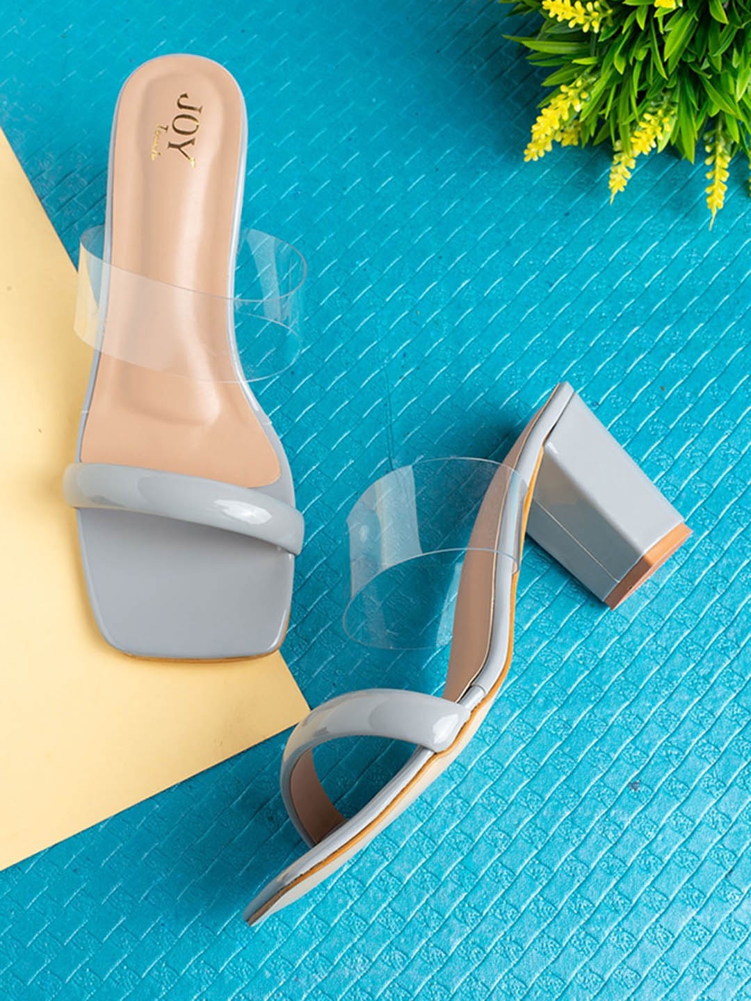 

Joytouch Open Toe Block Heels, Grey
