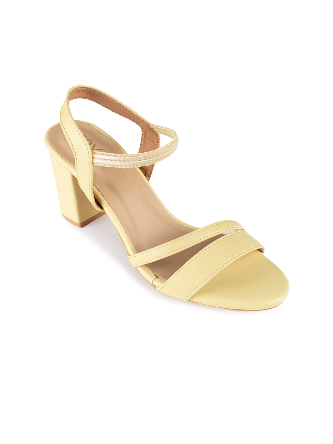 

Joytouch Open Toe Block Heels With Backstrap, Yellow