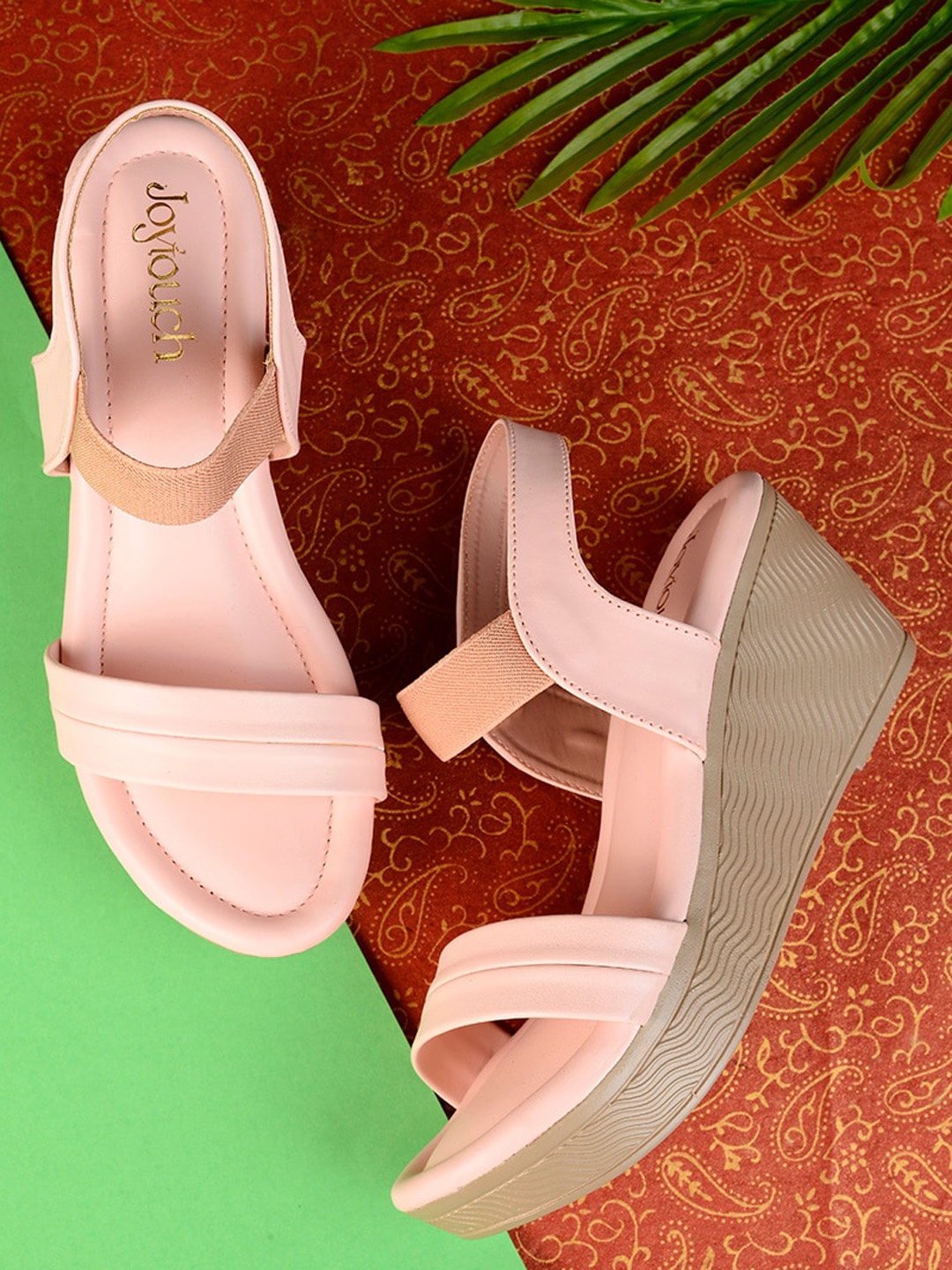 

Joytouch Open Toe Wedges With Backstrap, Peach