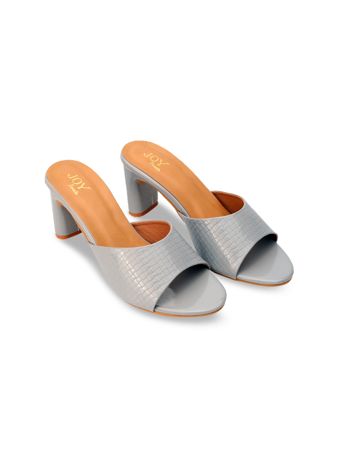 

Joytouch Textured Open Toe Block Heels, Grey