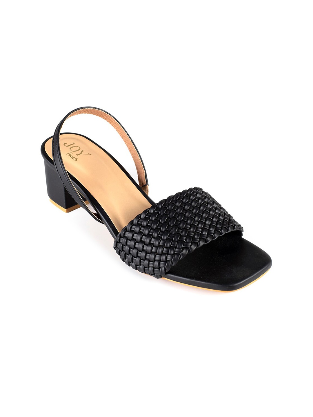 

Joytouch Woven Design Block Heels With Backstrap, Black