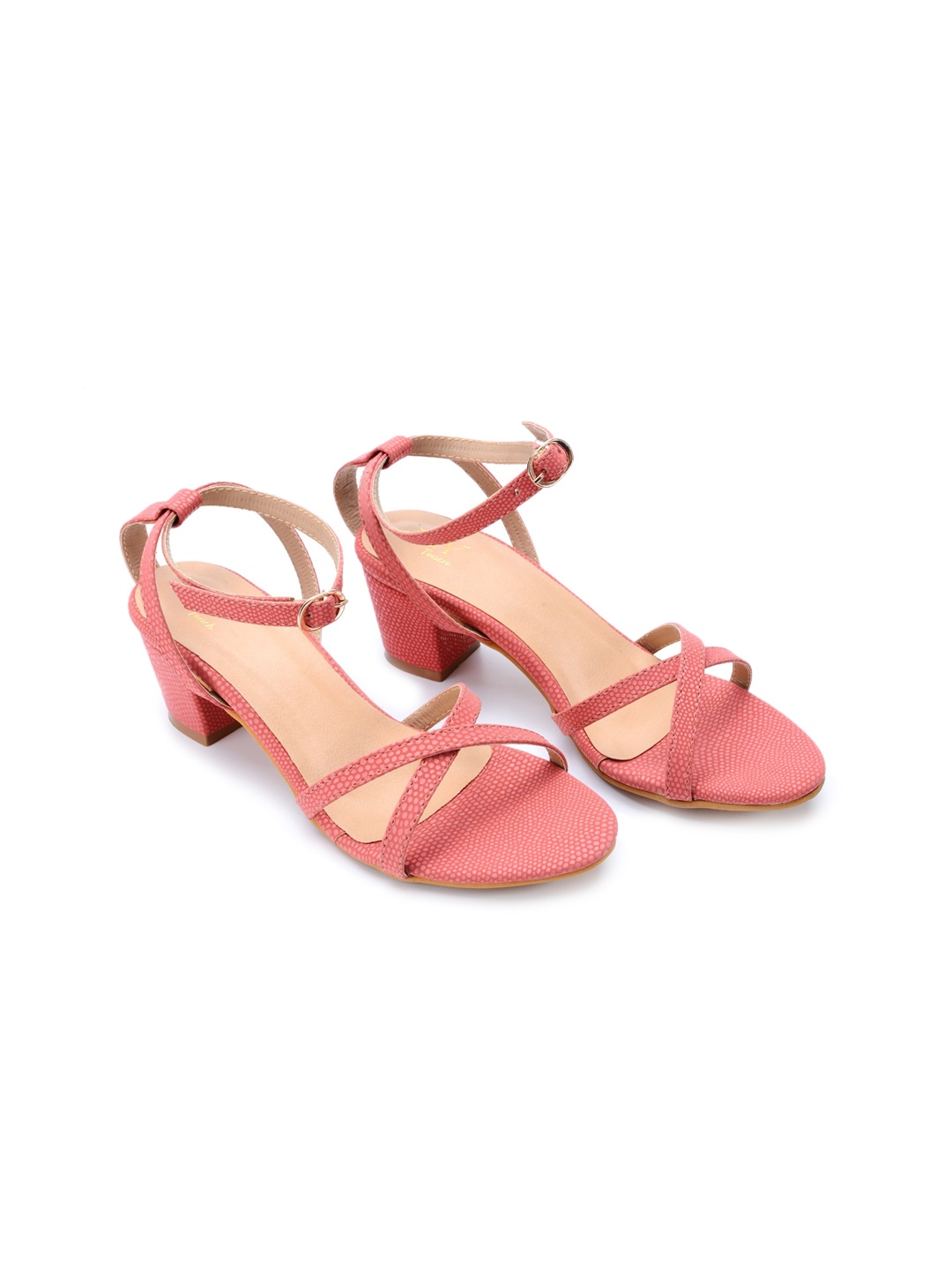 

Joytouch Open Toe Block Heels With Ankle Loop, Peach
