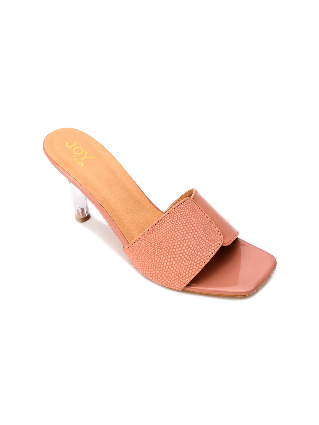 

Joytouch Textured Open Toe Slim Heels, Peach