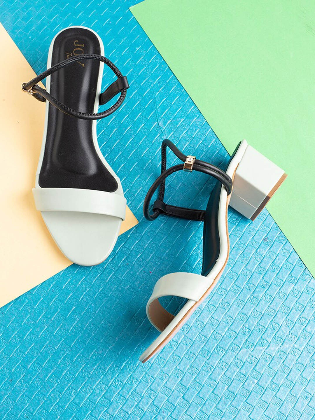 

Joytouch Open Toe Block Heels With Backstrap, Sea green