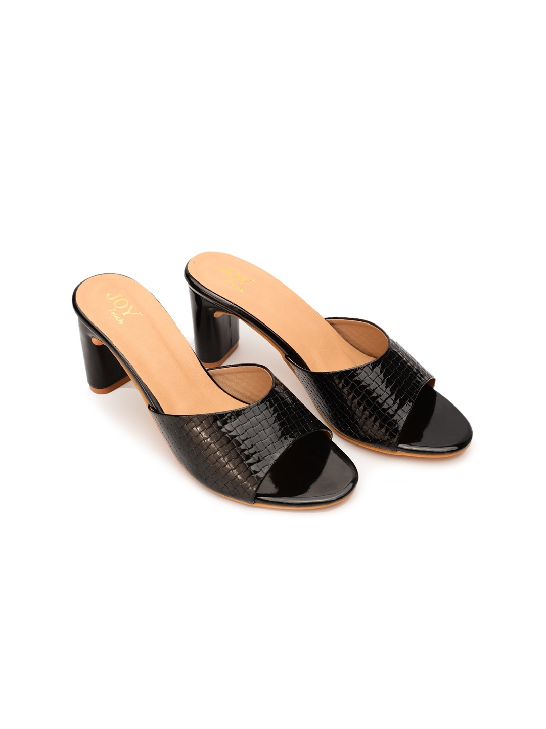 

Joytouch Textured Open Toe Block Heels, Black