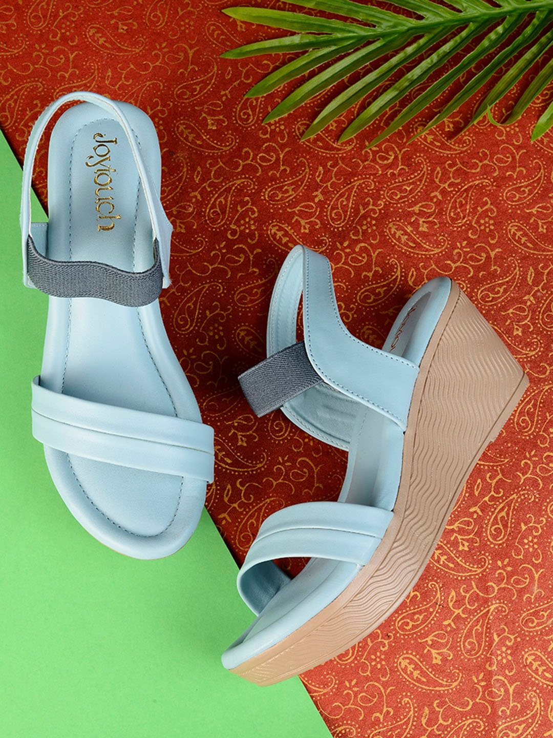 

Joytouch Open Toe Wedges With Backstrap, Blue