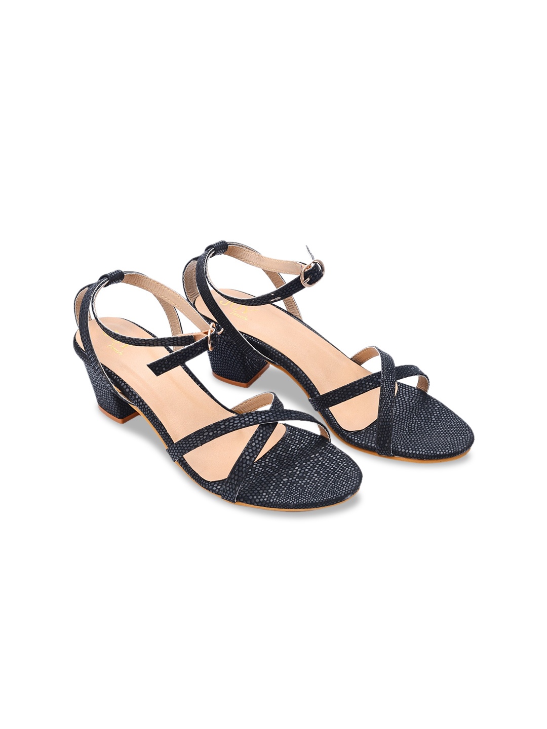 

Joytouch Open Toe Block Heels With Ankle Loop, Black