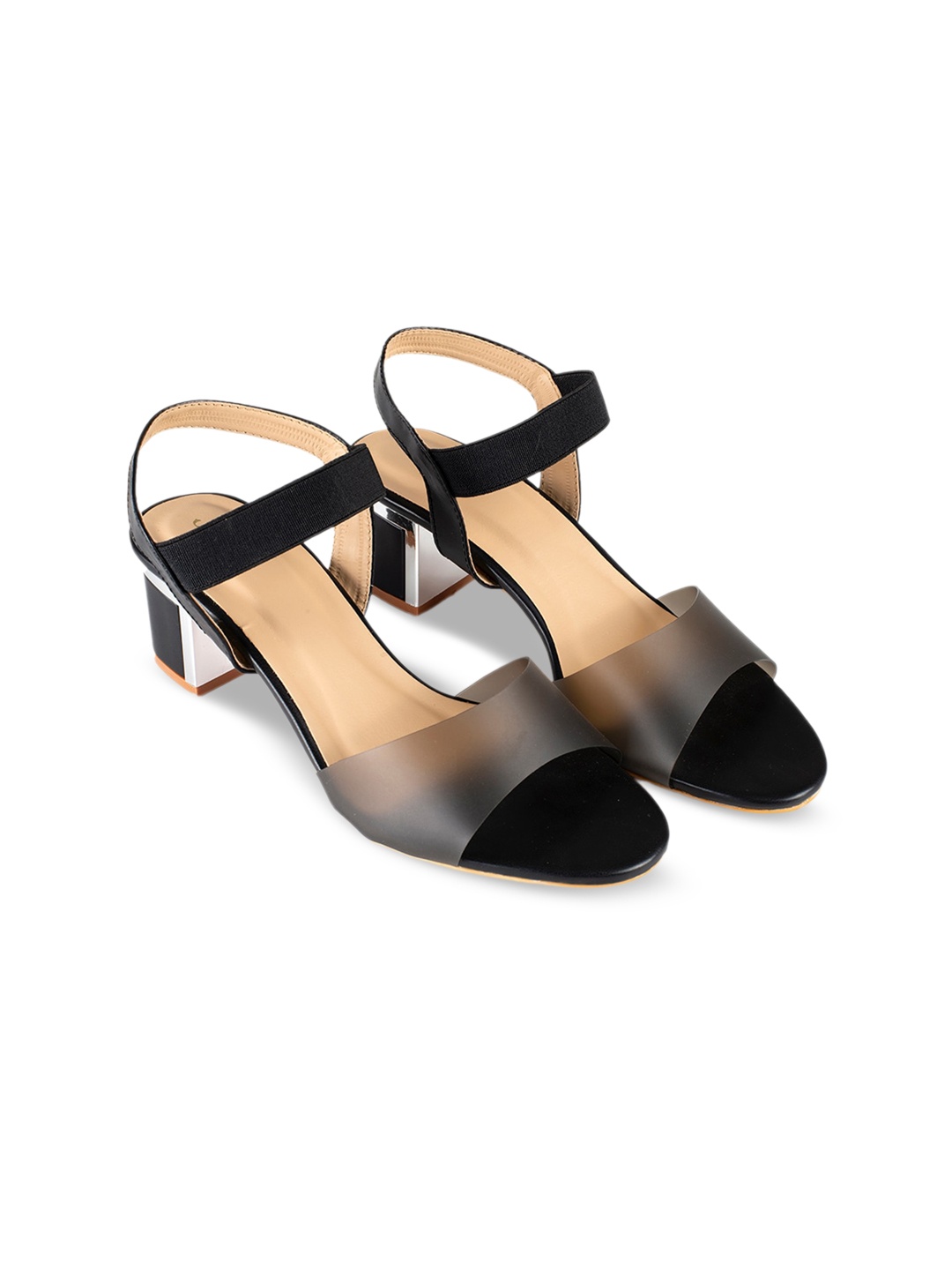 

Joytouch Open Toe Block Heels With Backstrap, Black