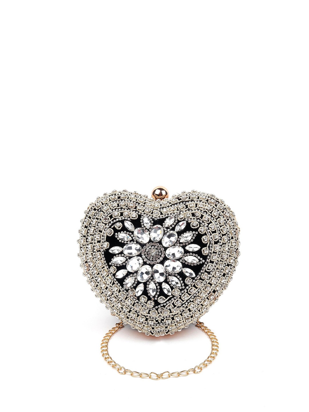 

ODETTE Silver-Toned & Gold-Toned Embellished Box Clutch