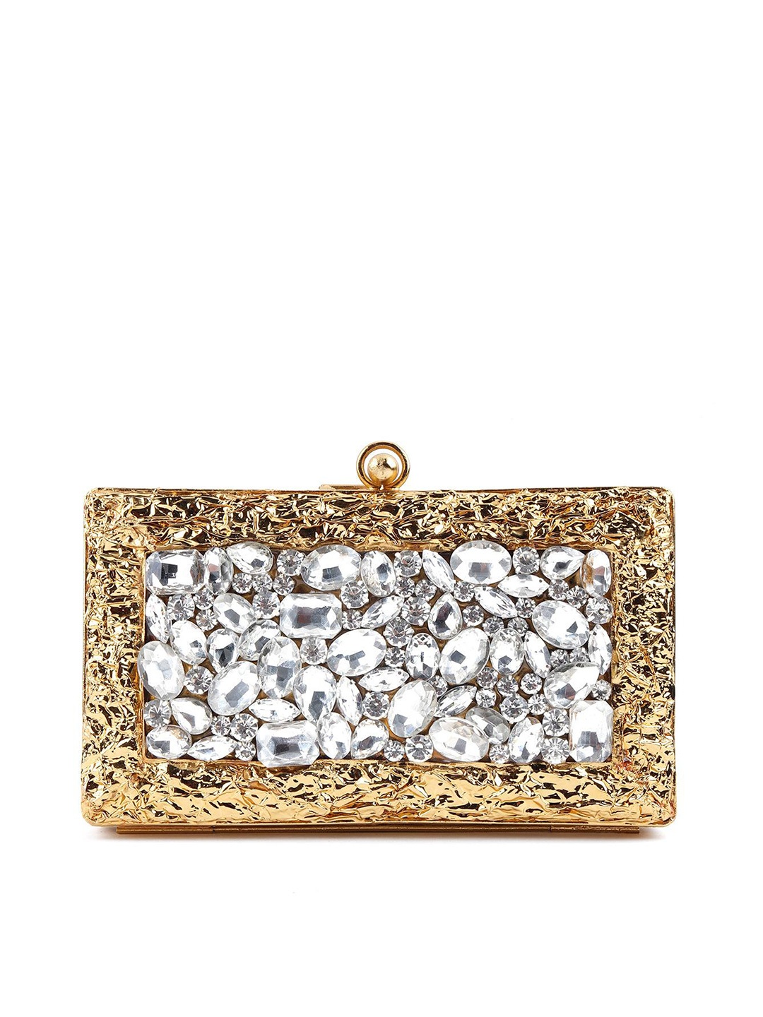 

ODETTE Gold-Toned & Silver-Toned Embellished Box Clutch