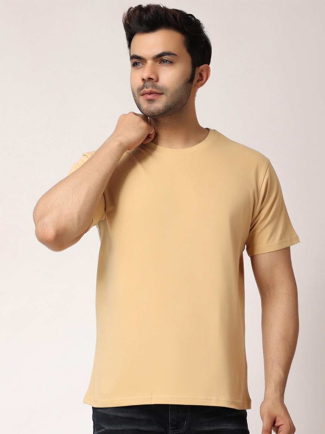 

The Label Bar Men Cotton Round Neck T-shirt, Yellow
