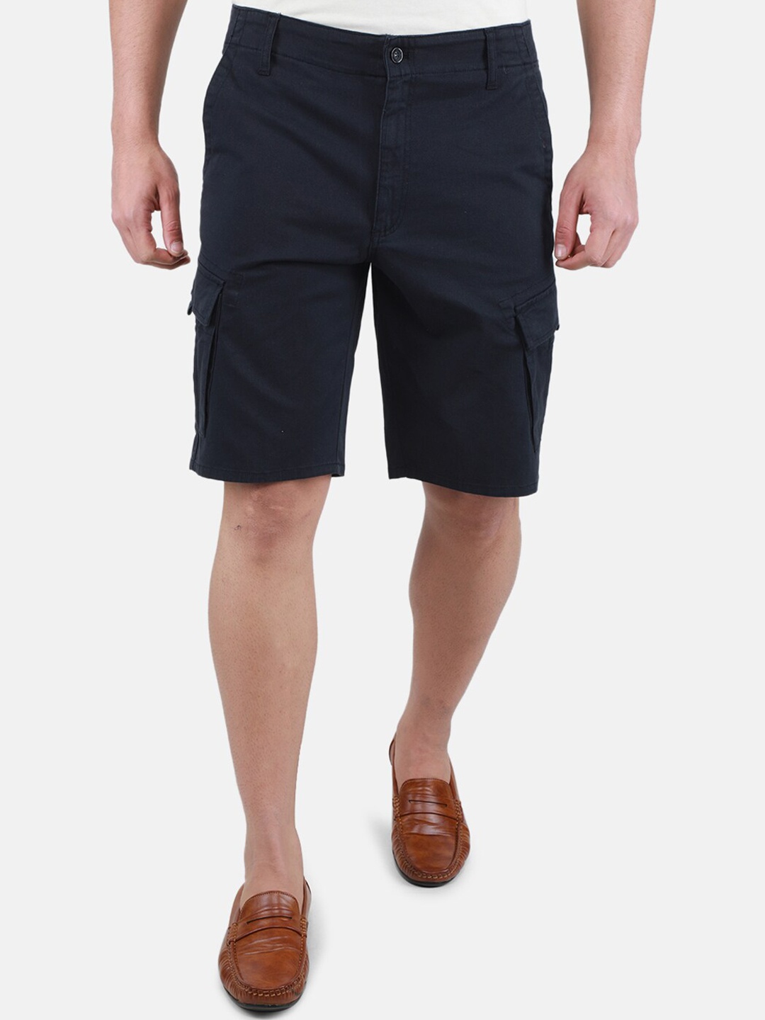 

Monte Carlo Men Mid-Rise Casual Cargo Shorts, Navy blue