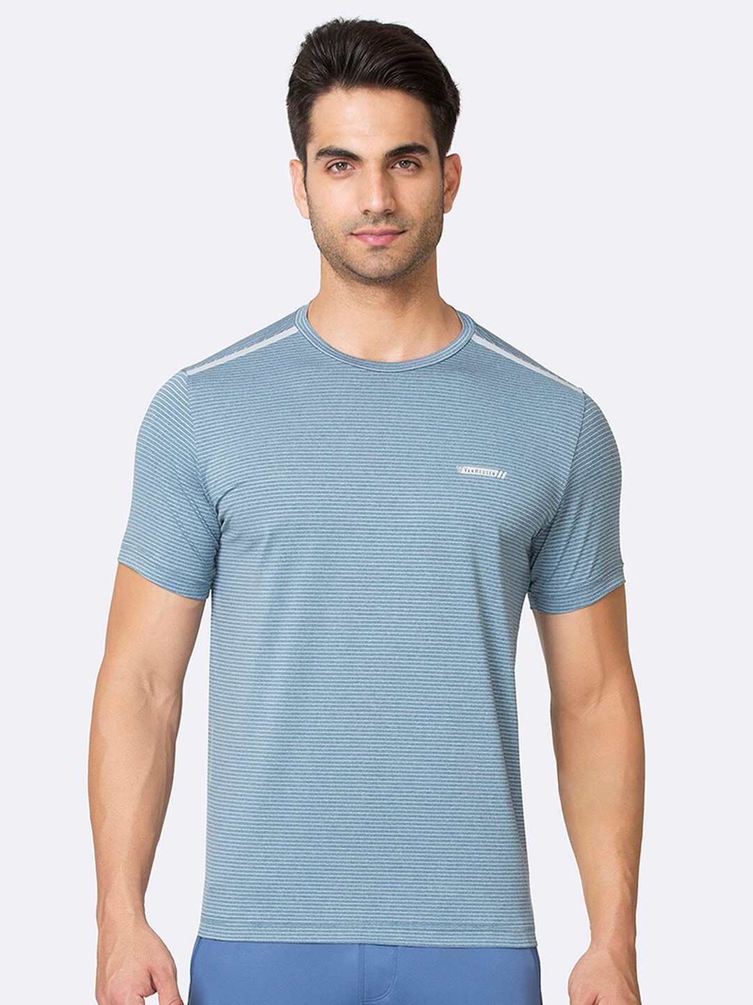 

Van Heusen Performance Striped Swift Dry Crew Neck T-Shirt, Blue