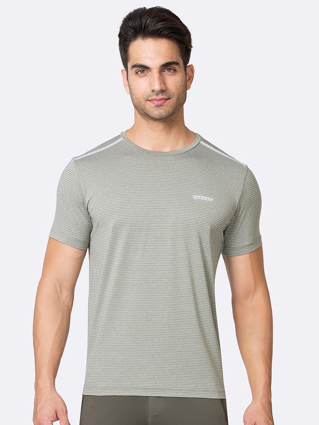 

Van Heusen Performance Men Striped Swift Dry Crew Neck T-Shirt, Green