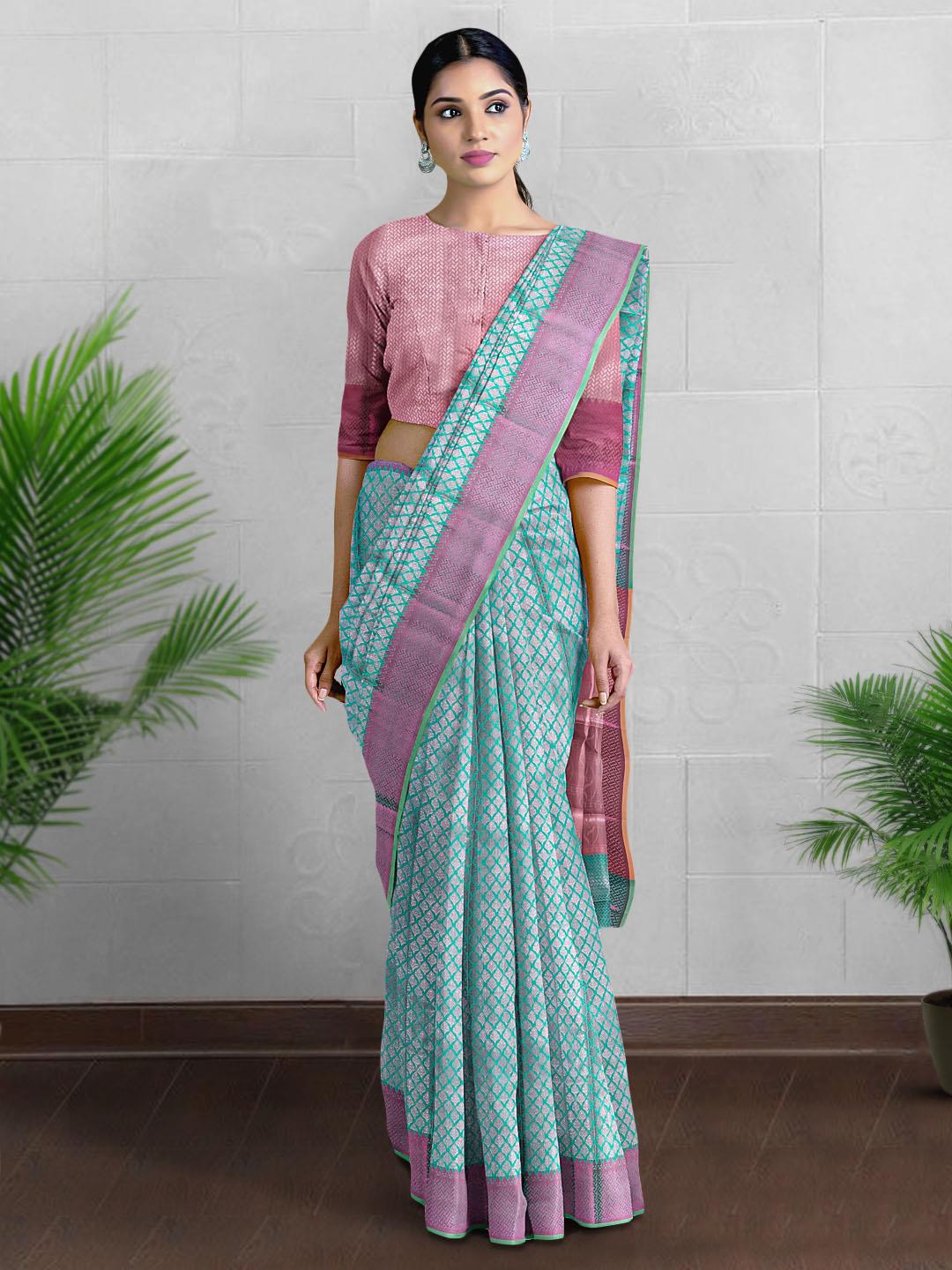 

Kalamandir Ethinic Woven Design Zari Saree, Turquoise blue