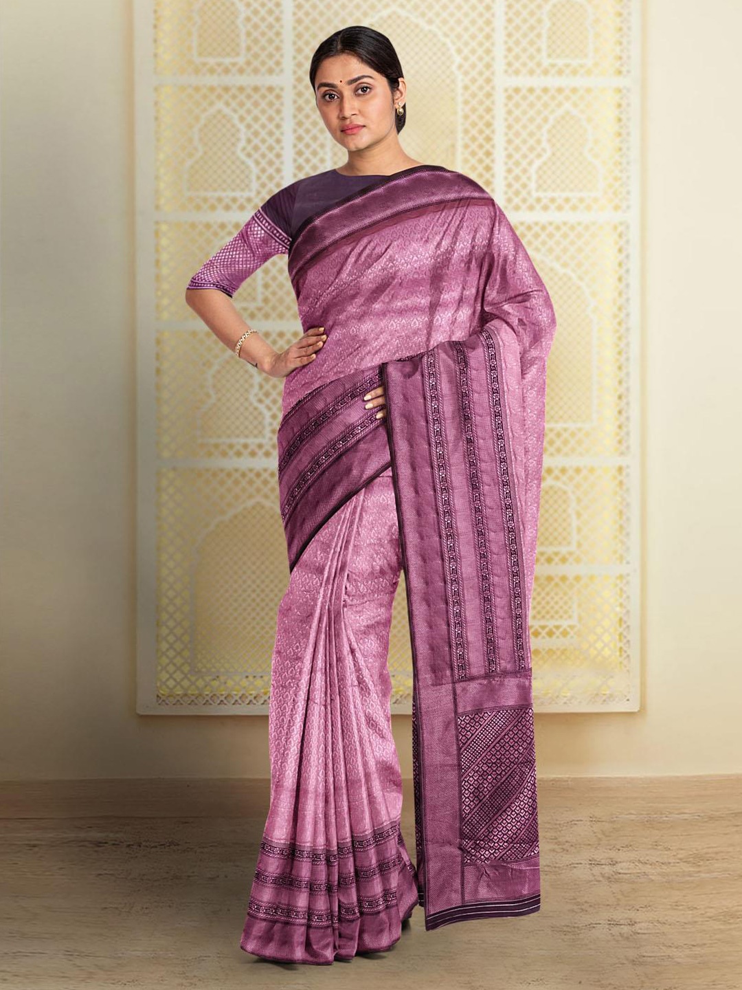 

Kalamandir Woven Design Zari Silk Blend Saree, Pink