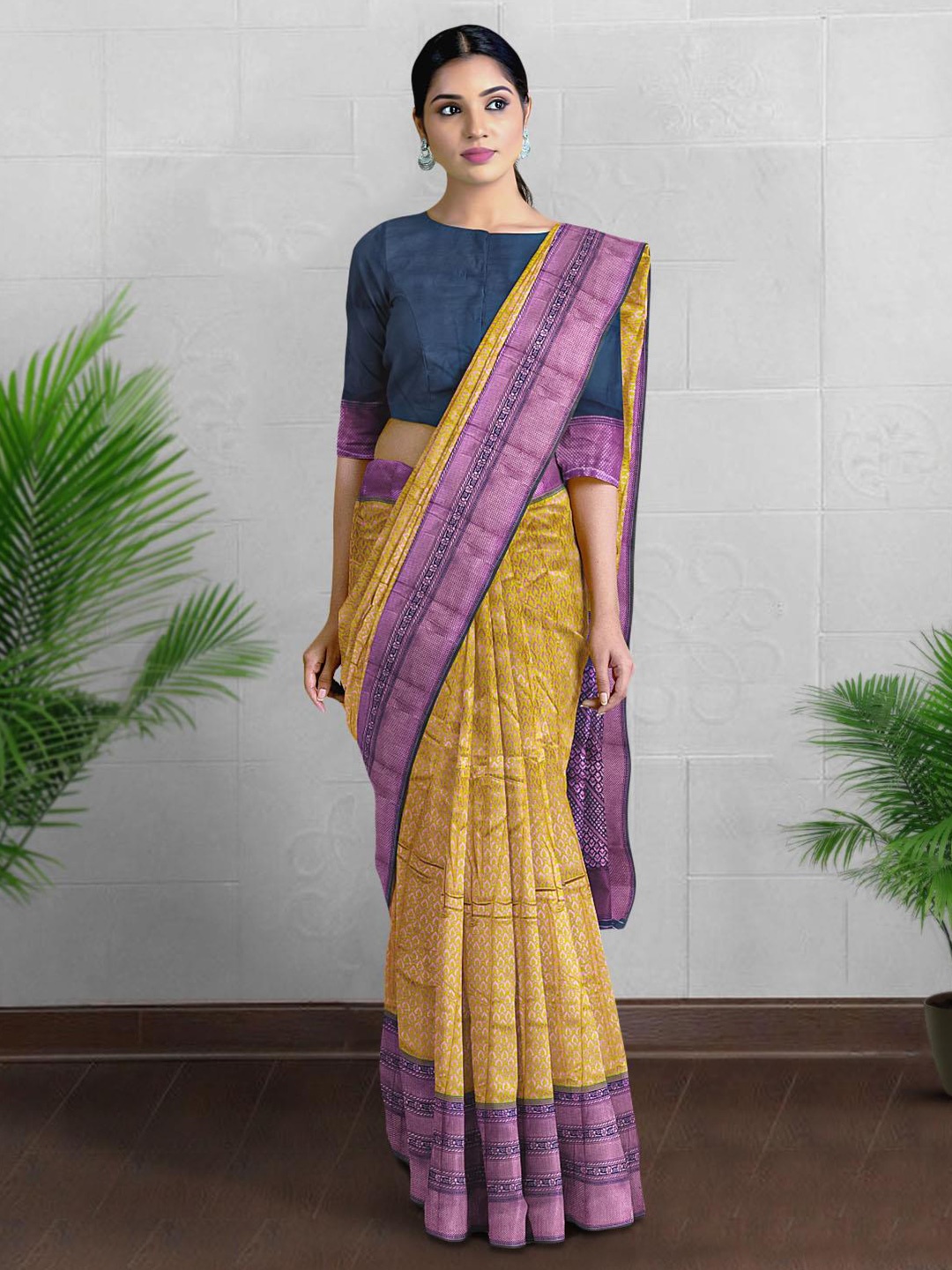

Kalamandir Ethnic Motif Silk Blend Zari Saree With Blouse Piece, Olive