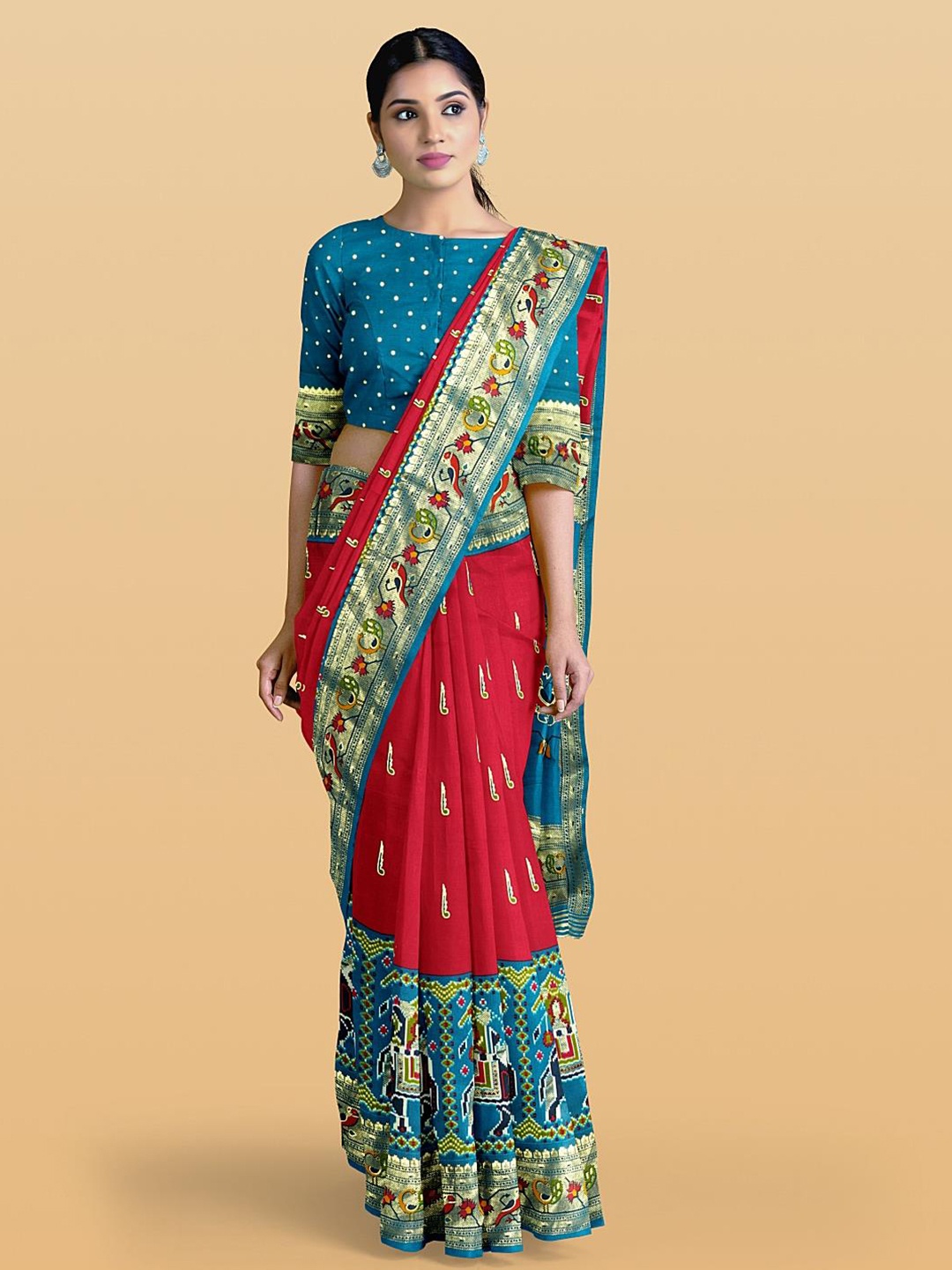 

Kalamandir Ethnic Motifs Printed Zari Silk Blend Saree, Pink