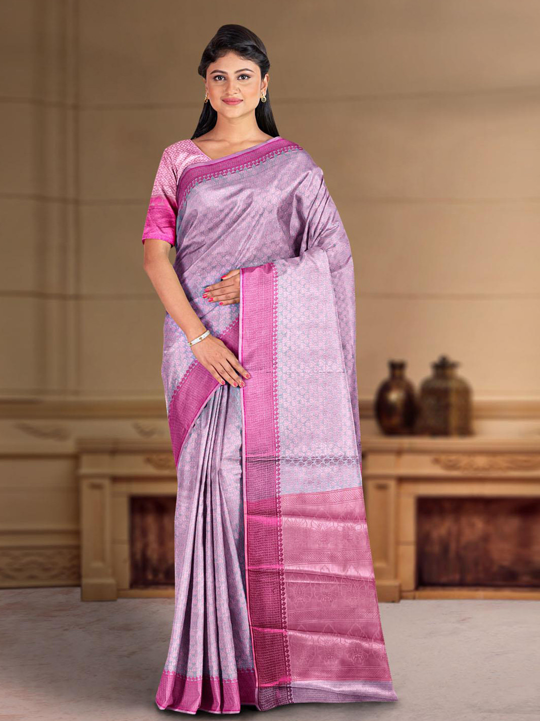 

Kalamandir Ethnic Woven Design Zari Saree, Grey