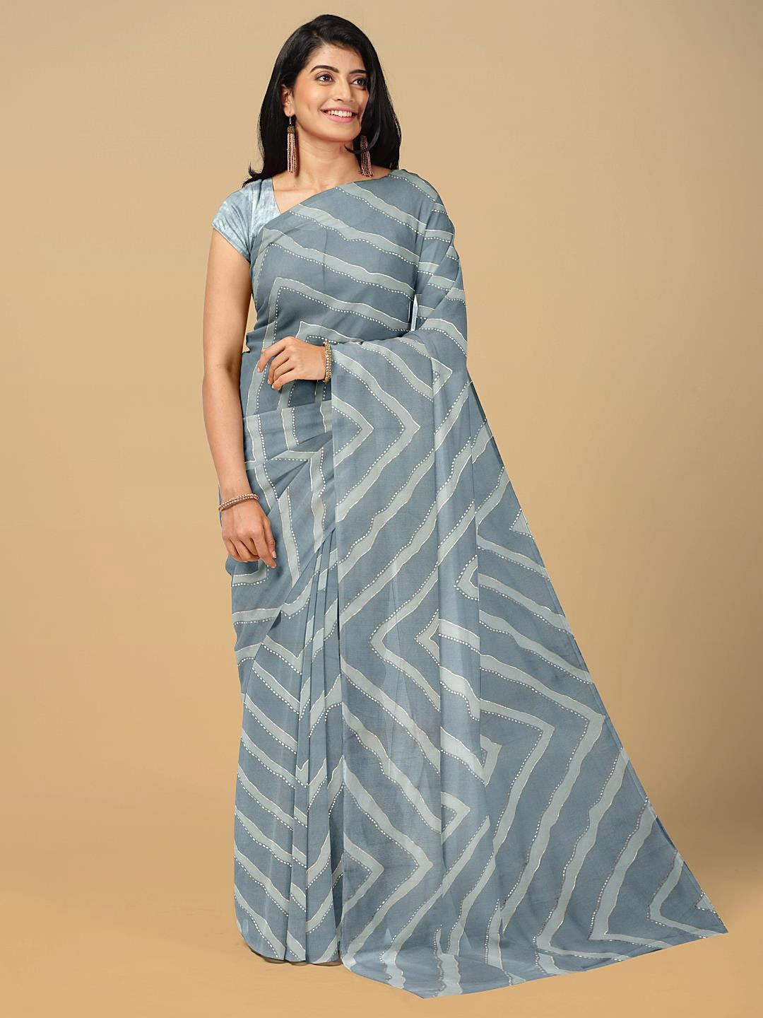 

Kalamandir Leheriya Printed Poly Georgette Saree, Blue