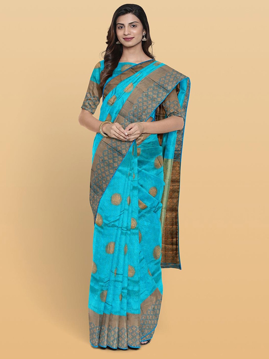 

Kalamandir Ethnic Motif Woven Design Tissue Saree, Blue