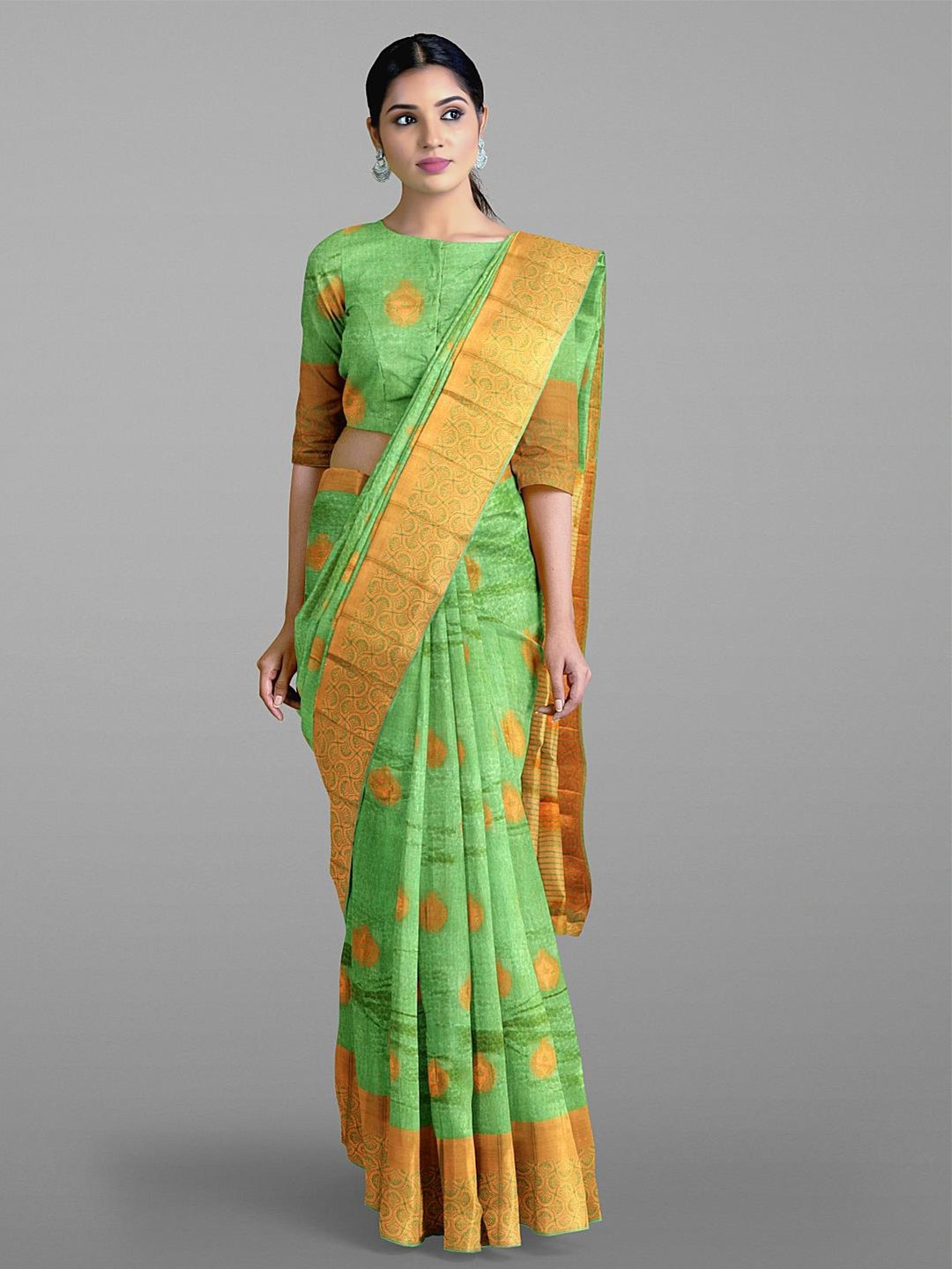

Kalamandir Ethnic Motif Woven Design Tissue Saree, Green