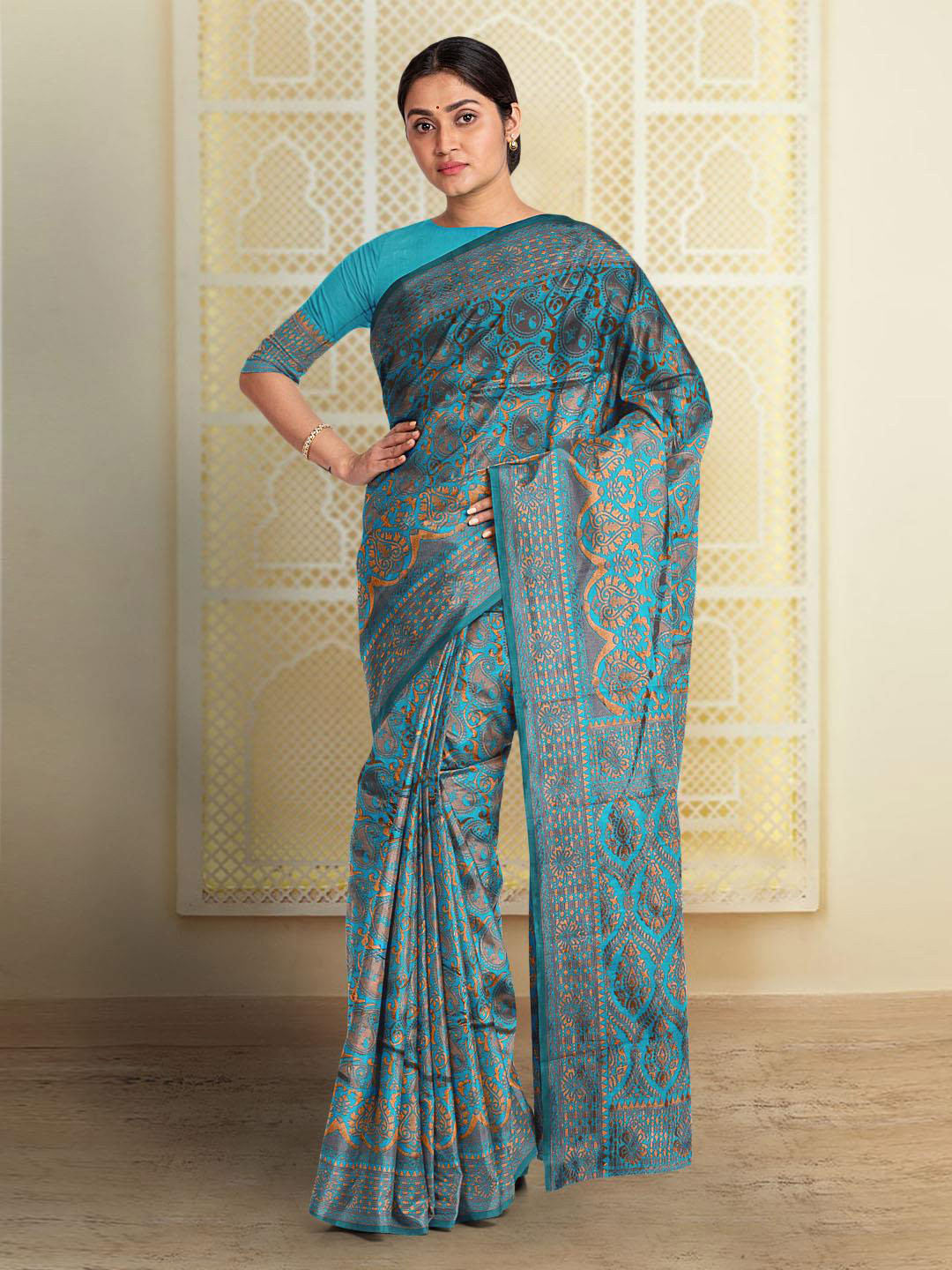

Kalamandir Ethnic Motif Woven Design Saree, Blue