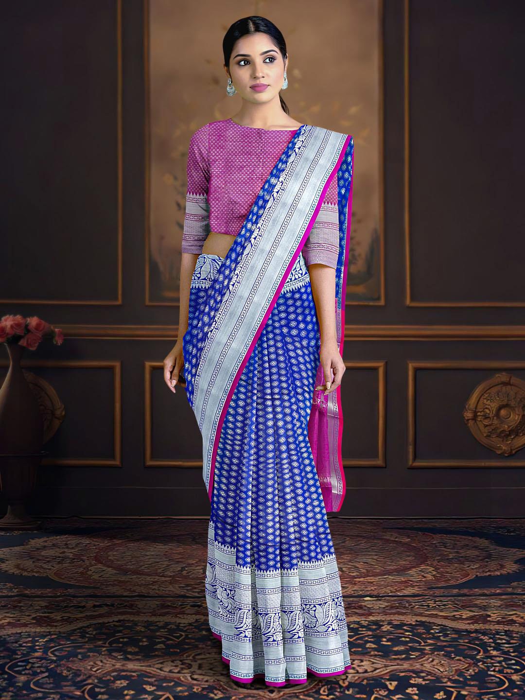 

Kalamandir Ethnic Woven Design Zari Saree, Blue