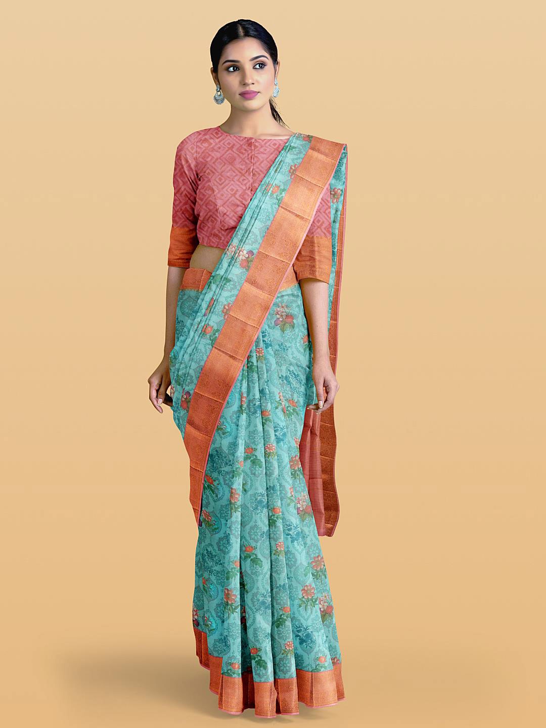 

Kalamandir Floral Woven Design Zari Saree, Blue
