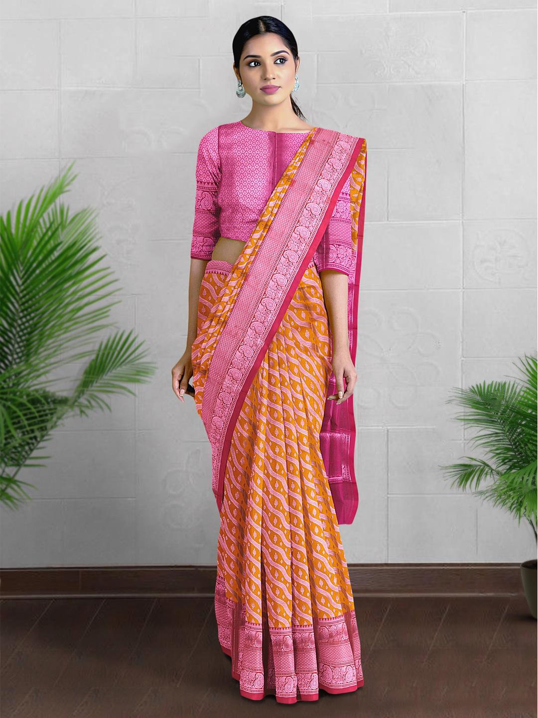 

Kalamandir Ethnic Motif Woven Design Zari Saree, Mustard