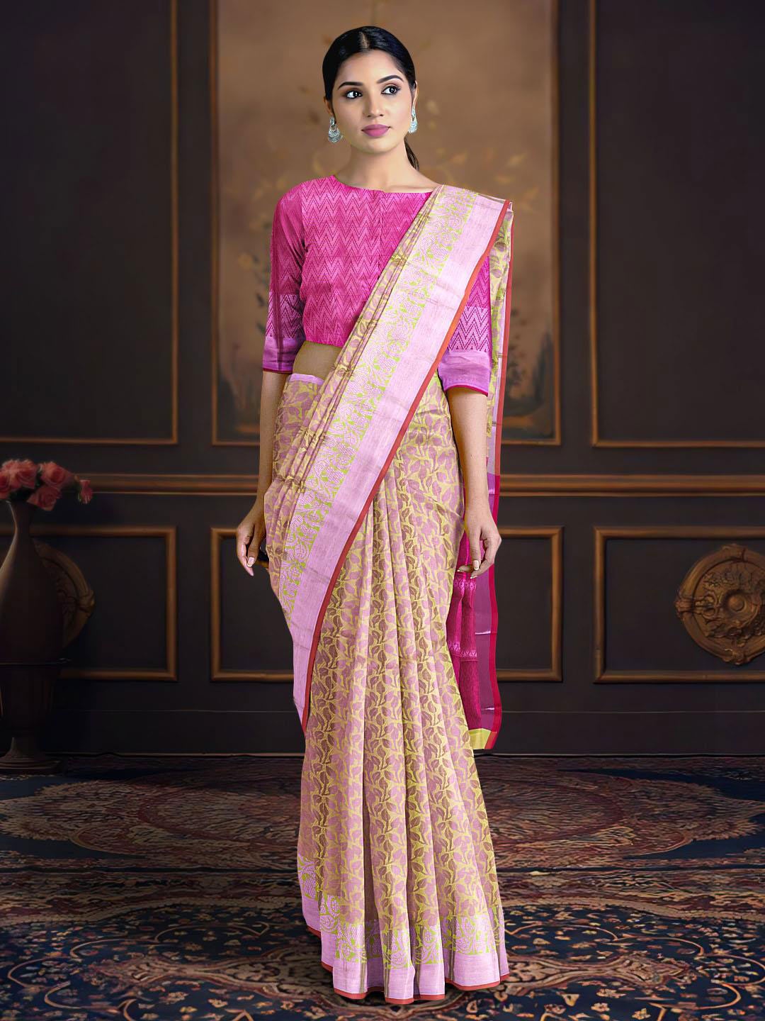 

Kalamandir Floral Woven Design Zari Saree, Yellow
