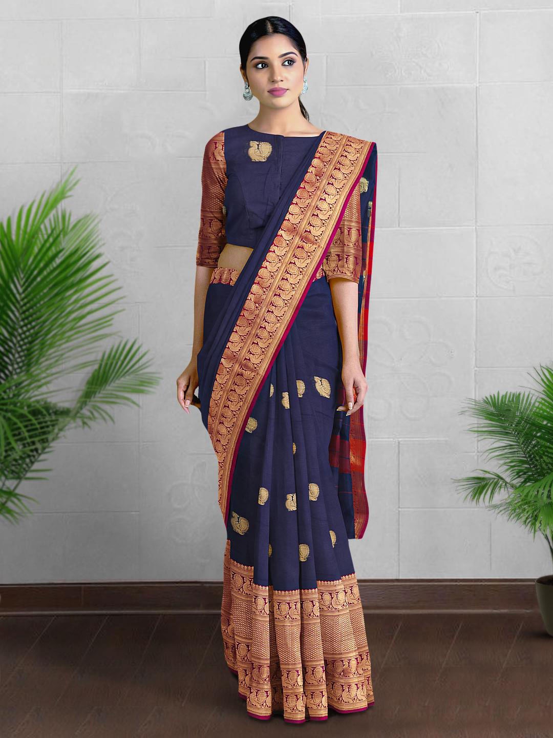 

Kalamandir Ethinic Woven Design Zari Saree, Navy blue