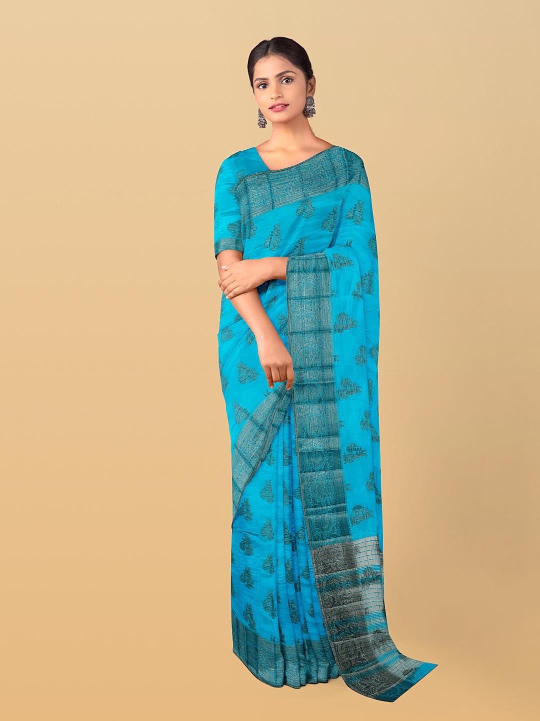 

Kalamandir Ethinic Woven Design Tissue Saree, Blue