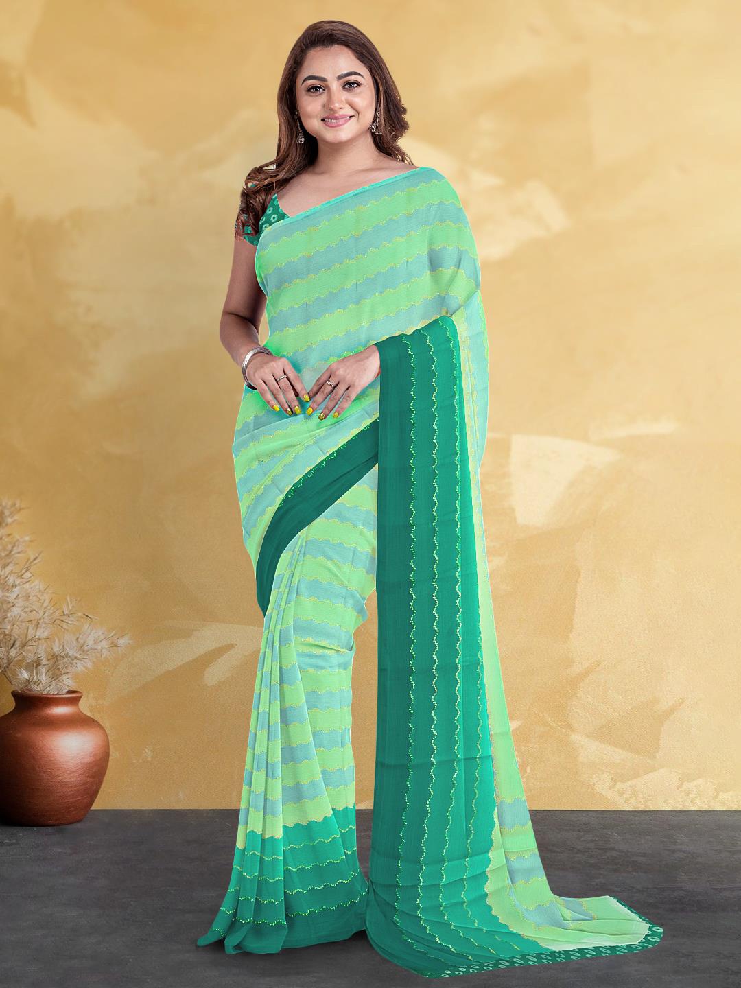 

Kalamandir Striped Zari Saree, Blue
