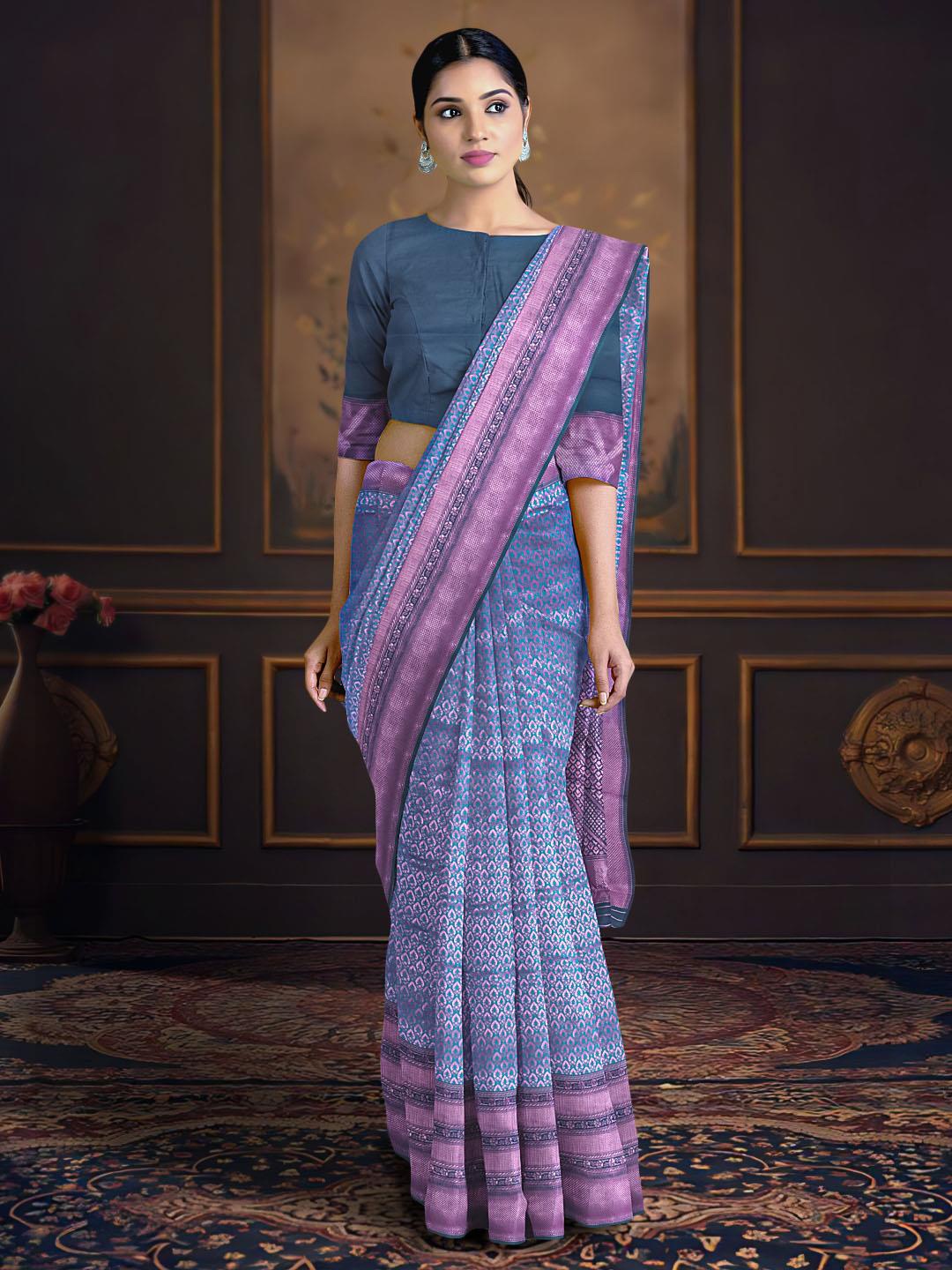 

Kalamandir Woven Design Zari Silk Blend Saree, Blue