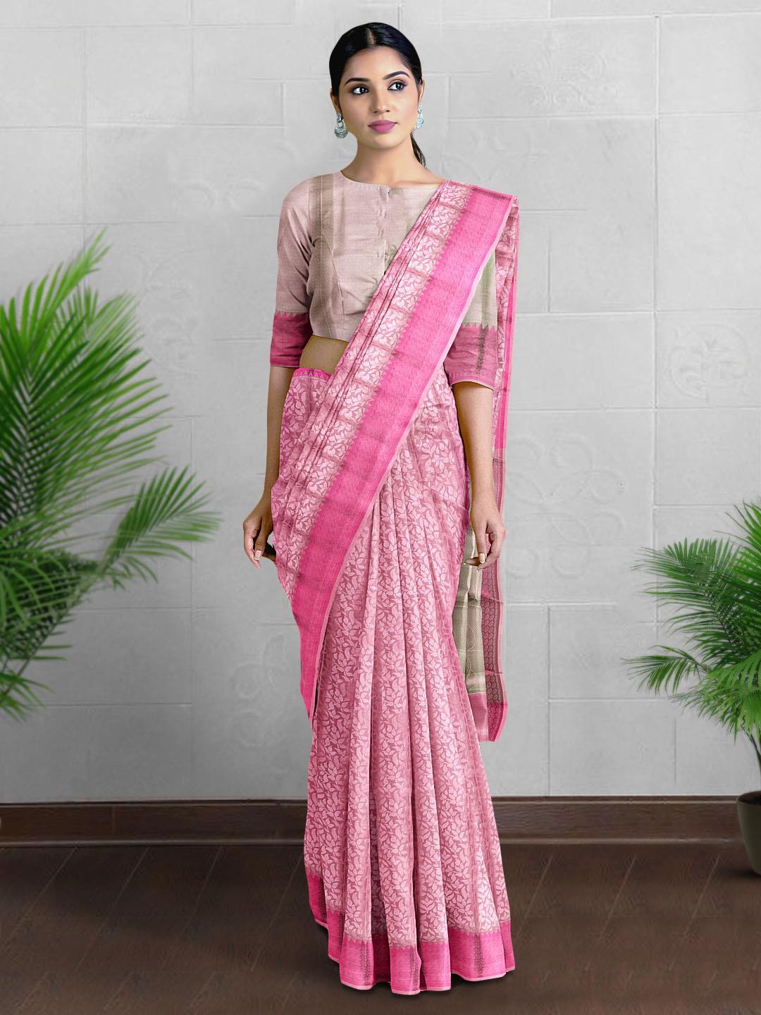

Kalamandir Floral Woven Design Saree, Pink